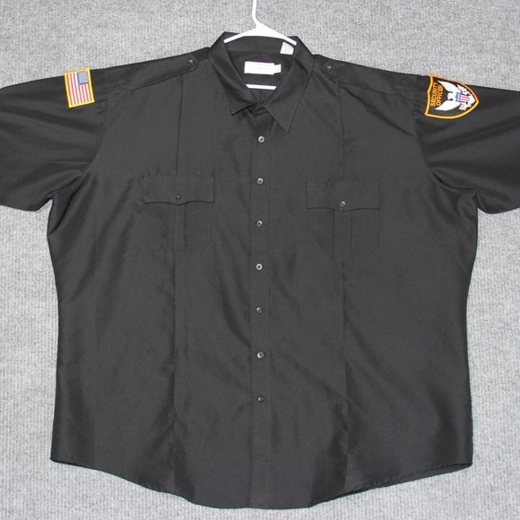Uniform Group Mens Security Officer Shirt Patches Black 21.5 37 USA Made - Picture 1 of 7